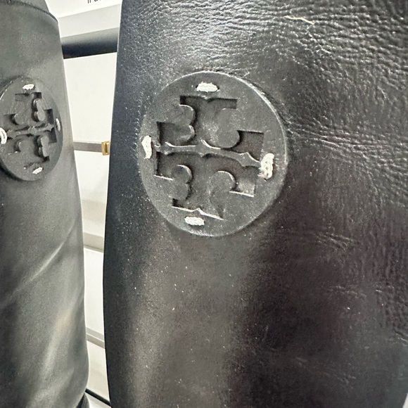 Black Leather Knee-High Boots TORY BURCH - Picture 2 of 3
